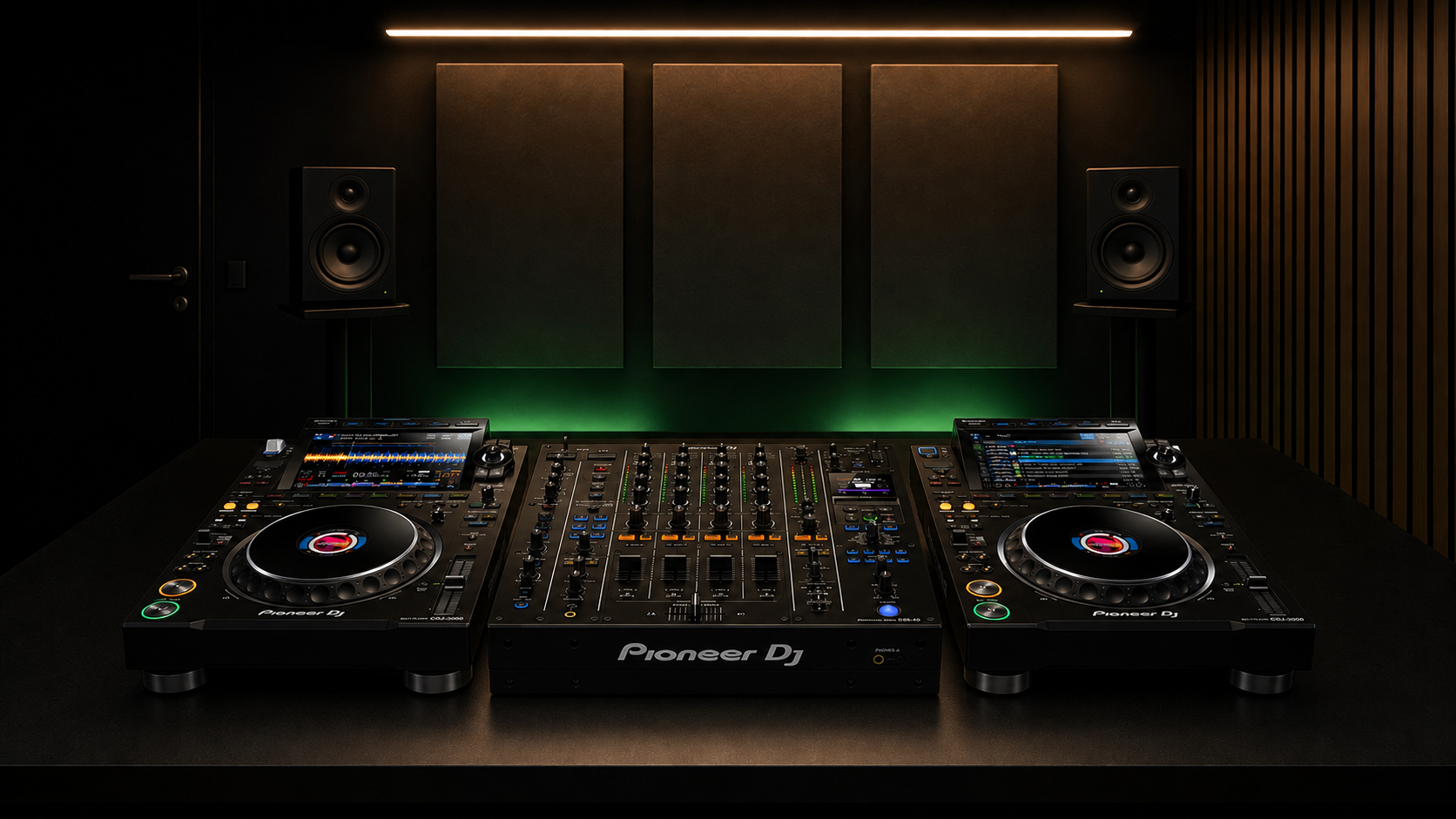 Cabina de práctica con setup profesional de DJ